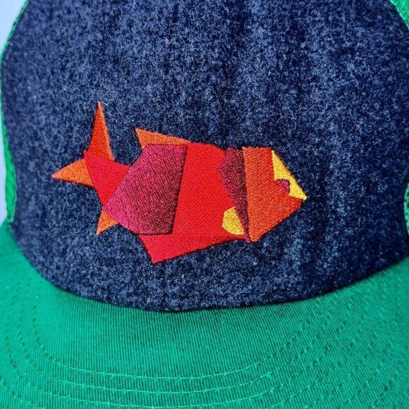 VENSE Lures Logo Fish Green Gray Baseball Mesh Back Snapback Cap Hat - Picture 2 of 10